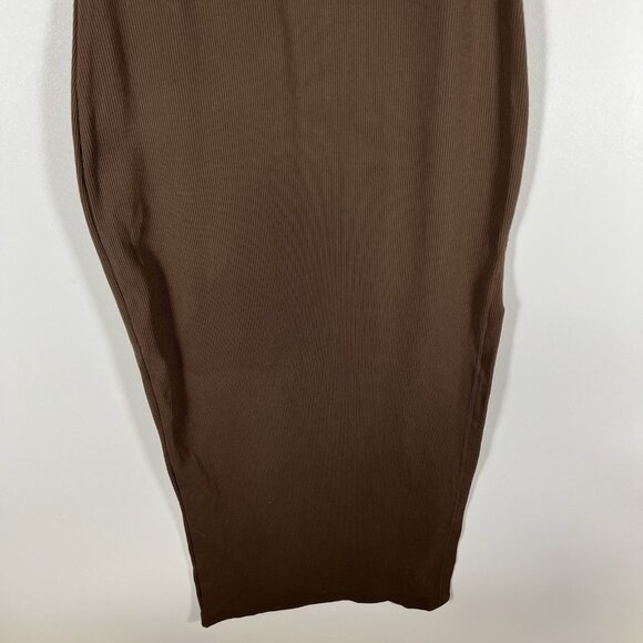 Meshki‎ Dress Women's Small Brown Ribbed Knit Side Slit Bodycon Sleeveless - Picture 4 of 10